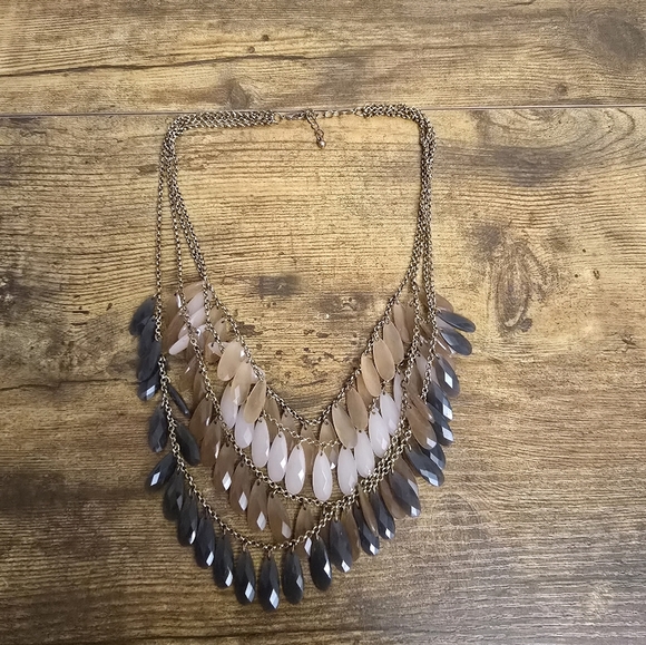 Multi-Layered Necklace with Gold and Black Accents - Picture 1 of 6